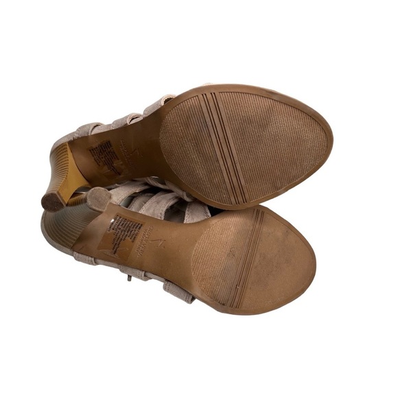 Simply Vera Vera Wang | Cream/Tan Open Toe Suede Strappy Lace up Heels Sz 7.5 - Picture 8 of 9